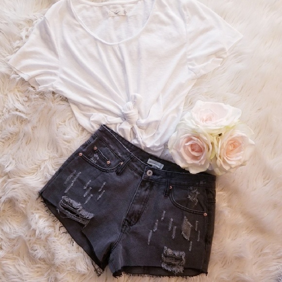 Dance & Marvel Pants - Dance & Marvel Black Distressed Denim Shorts Nwot